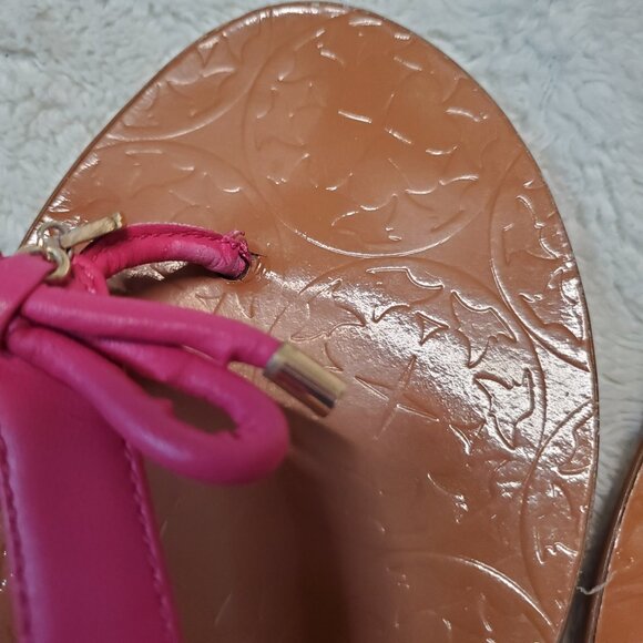Kate Spade Hot Pink Bow Logo Beach Summer Quiet Luxury Thong Flip Flop Sandals 9 - Picture 7 of 7